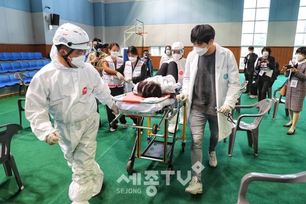 당진시,코로나19 백신접종 모의훈련.(사진=당진시 제공)