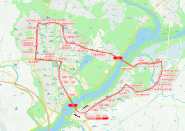 B5 운행노선지도