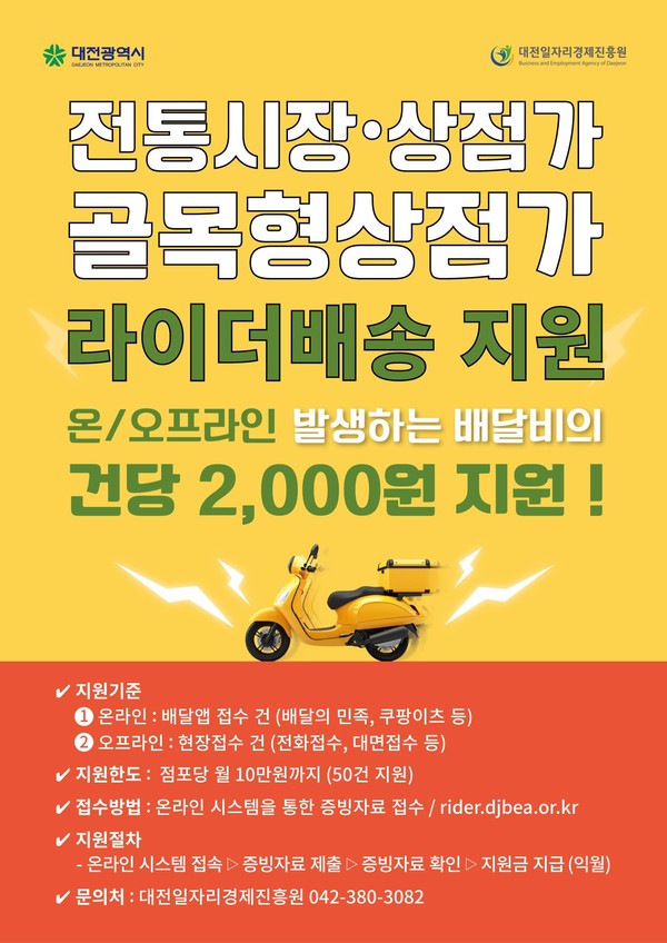 대전시, 소상공인 배달비 부담 덜고 온라인 경쟁력 높인다