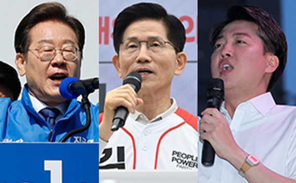 이재명 더불어민주당 대선후보와 김문수 국민의힘 대선후보, 이준석 개혁신당 대선후보