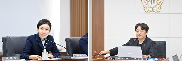 파주시의회(의장 박대성)는 지난 3일 소속 의원들이 발의한 2건의 조레안을 해당 싱임위에 회부해 원안 가결을 독려했다./사진 왼쪽부터 이정은·박신성 의원. (사진=세종TV DB)