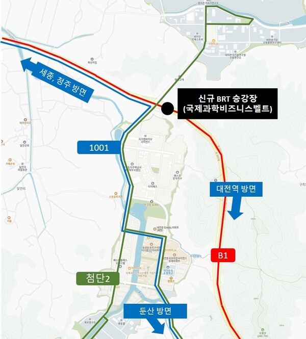 둔곡교차로 BRT 승강장 위치도/사진제공=대전시청