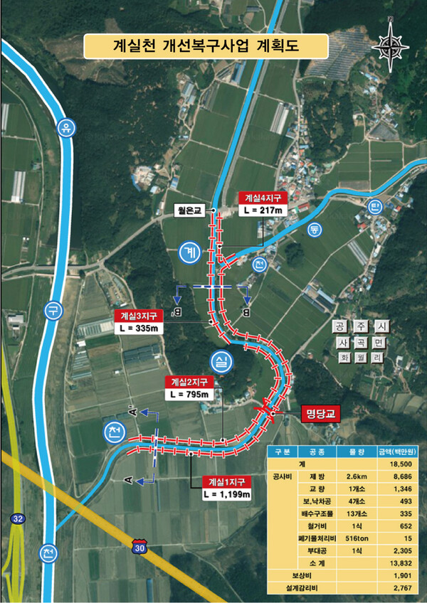 계실천 개선복구사업 계획도/사진=공주시 건설과