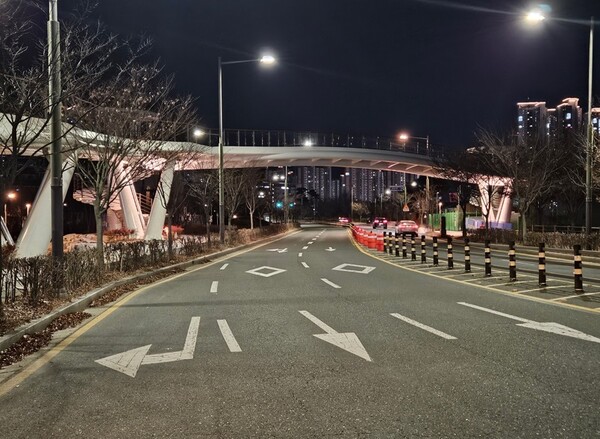 오는 16일 만성지구와 전북혁신도시 기지제 사이에 임시 개통되는 보행육교 위치 (사진 전주시 제공)